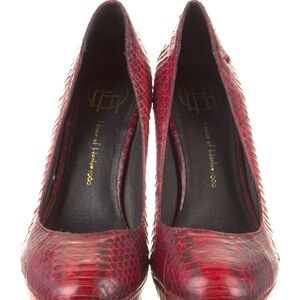 House of Harlow 1960 Red Python Leather Platform Stiletto Pumps Women’s US 7.5–8